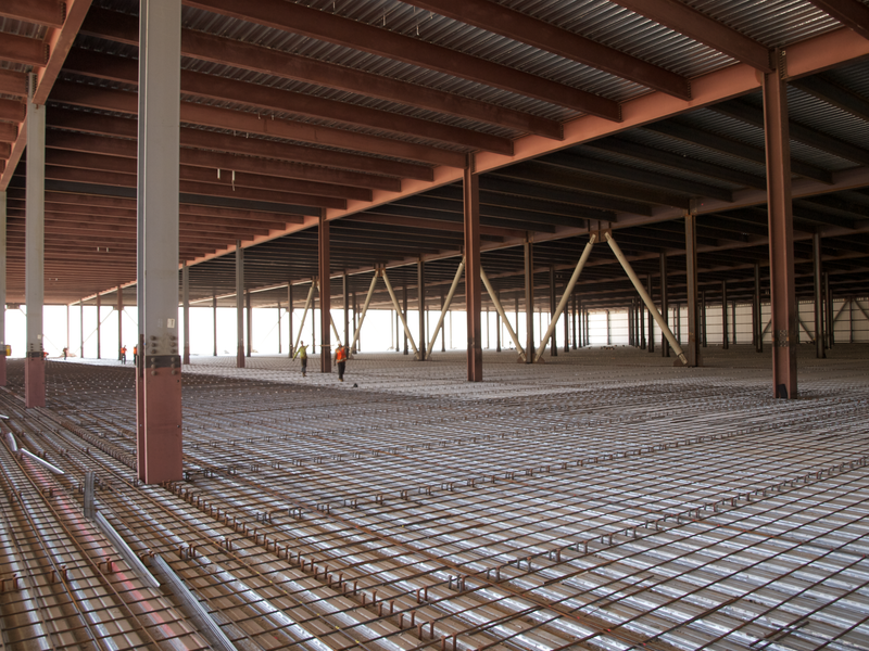 Inside the part under active construction. Those guys were laying rebar for the floor. Photo credit: Michael Ballaban/Jalopnik